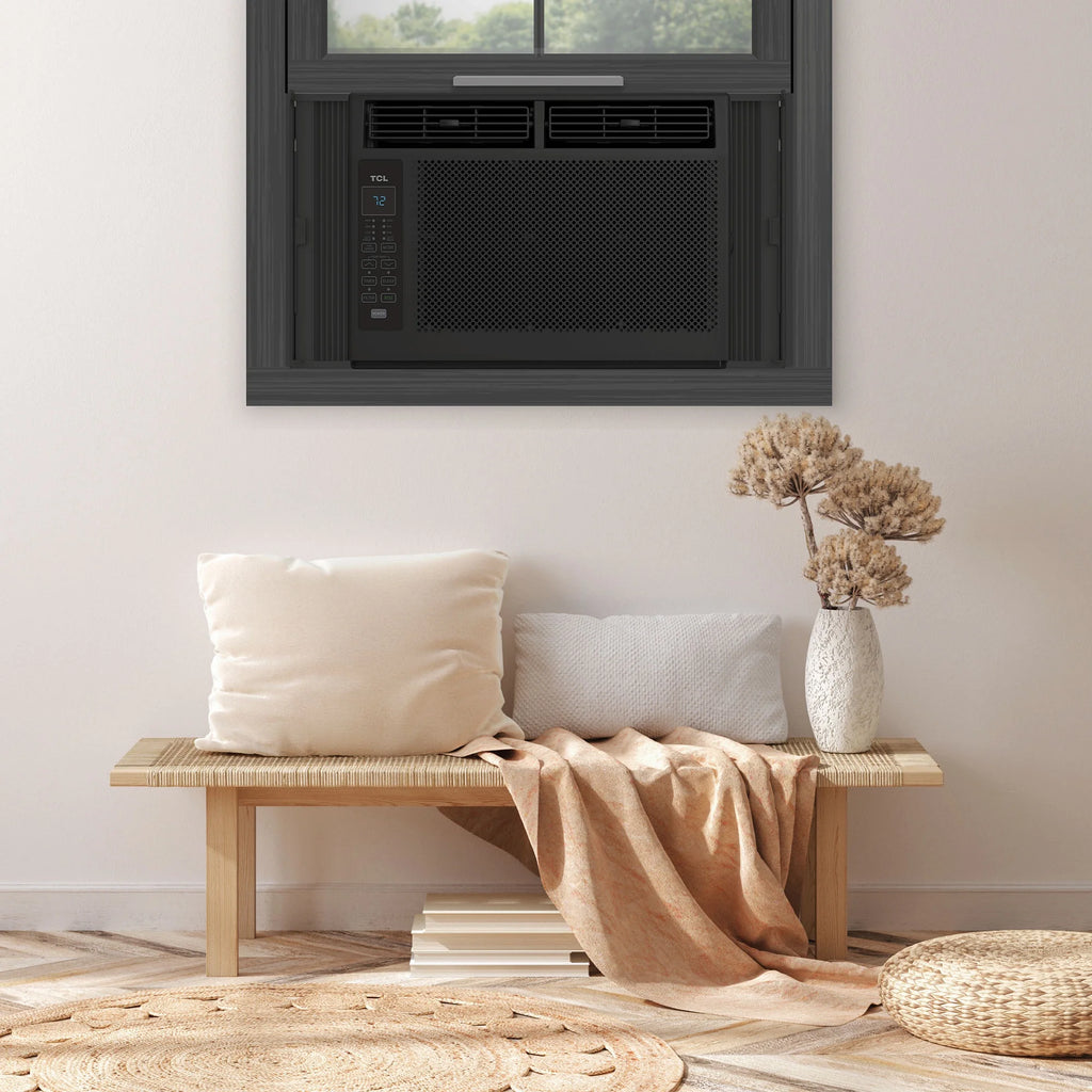 TCL 5,000 BTU Window Air Conditioner, Fan & Dehumidifier, 150 Sq. Ft., Remote Control, Easy-to-Use, Reusable Filter, Compact, Quiet, White, W5W3M