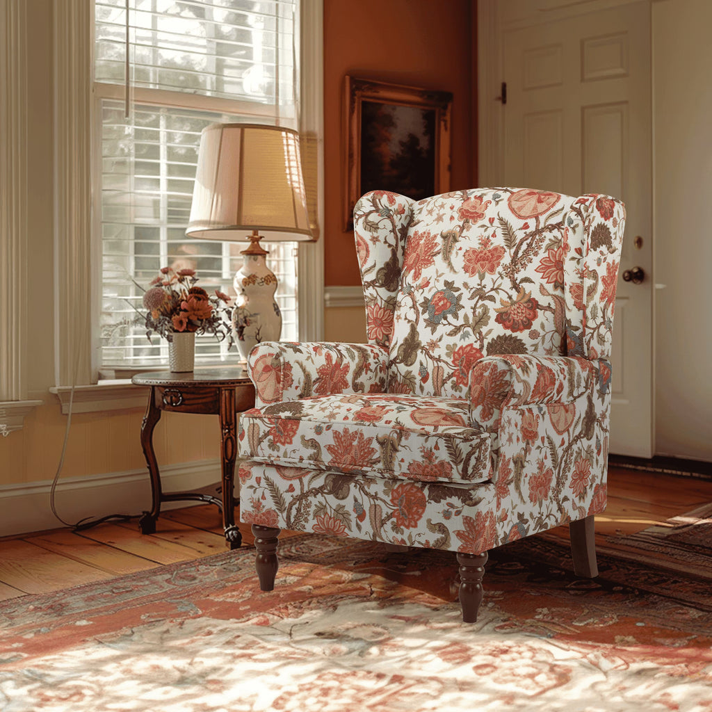 EROMMY Upholstered Accent Chair, Floral Print Fabric Armchair