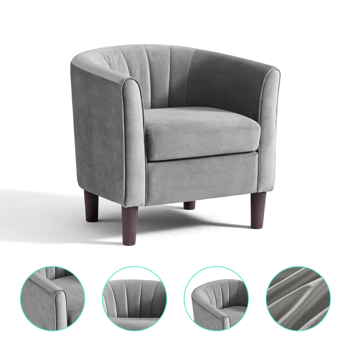 LINSY HOME Accent Chair Set of 2, Velvet Accent Chair with Ottoman for Living Room, Blue