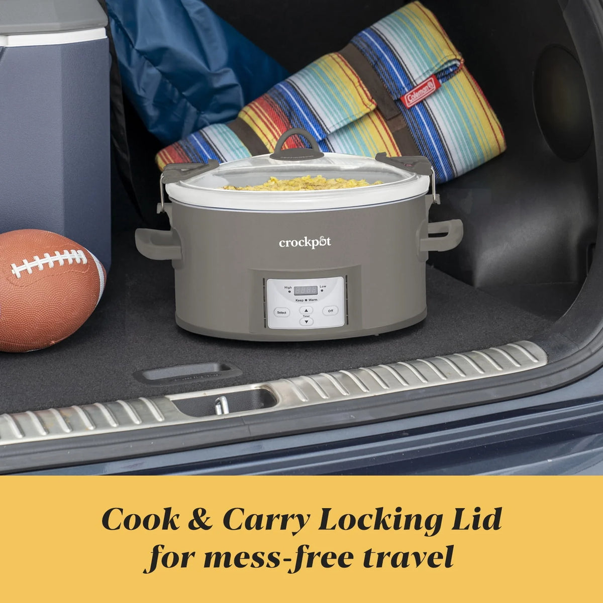 Crockpot 7-Quart Cook and Carry Programmable Slow Cooker, Grey