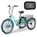 Docred 24" Electric Tricycle for Adults & Seniors,7 Speed 3 Wheel E-Bike with Large Basket/Low-Step Through Frame ,350W Motor 36V/10.4AH lithium bettery, 15.5MPH