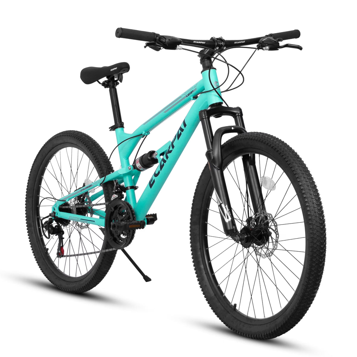 26 Inch Mountain Bike, Dual Full Suspension 21-Speed Disc Brakes Thumb Shifter, Carbon Steel Frame Mountain Bike, Mens Womens Trail Commuter City Bicycles