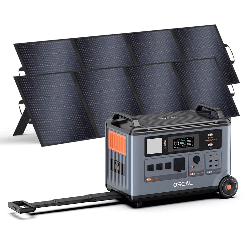 OSCAL PowerMax 6000 Portable Power Station, 3600Wh LiFePO4 Battery with 6000W Output, BP3600 Expansion Battery & 200W Solar Panels, Solar Generator for Camping, Home, Outdoor, Emergency Use
