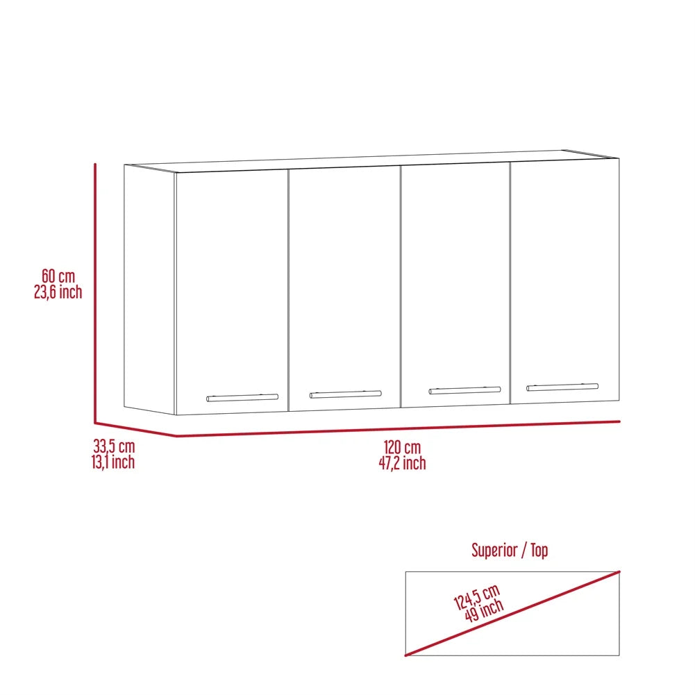 Cfowner 3 Door Wall Mounted Storage Cabinet, 47.20" W x 23.6" H x 13.10" D, White