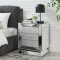 Elegant Mirrored Three-Drawer Cabinet with Diamond-Cut Glass Inlay Drawers, Space-Saving Storage Solution for Living Room, Bedroom, Entryway, Hallway or Sofa Side