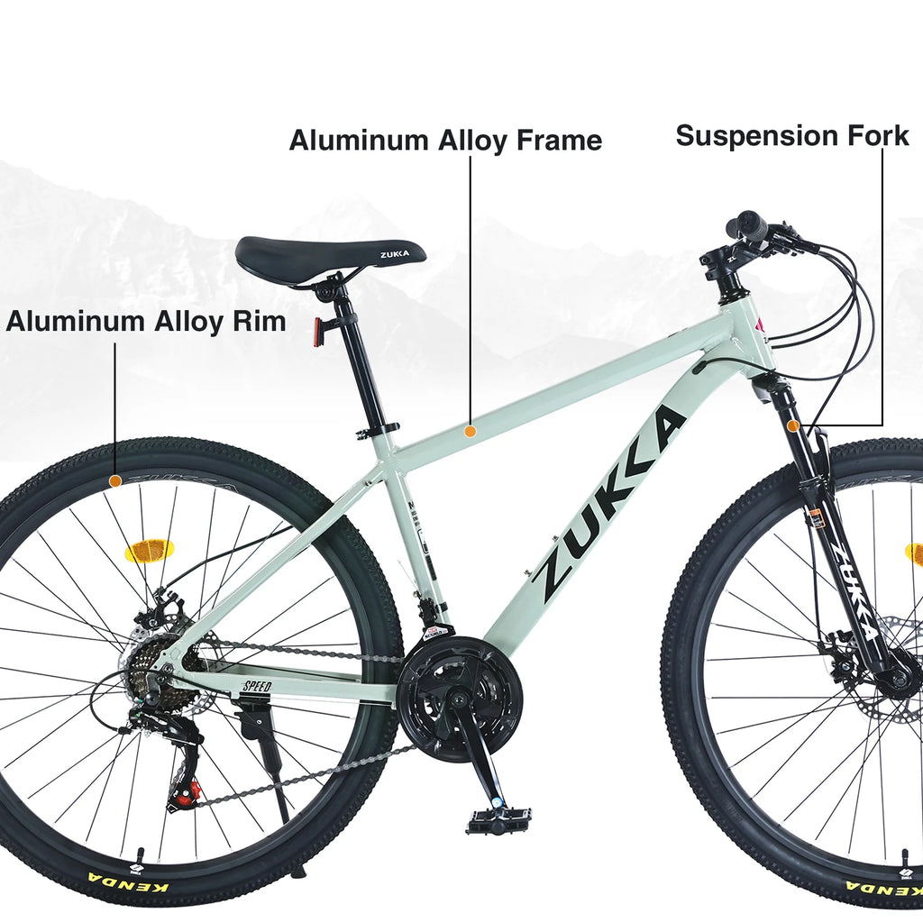 27.5" MTB Mountain Bike for Men - 21-Speed Aluminum Alloy Frame, Front Suspension, Double Disc Brakes | Adult All-Terrain Bicycle
