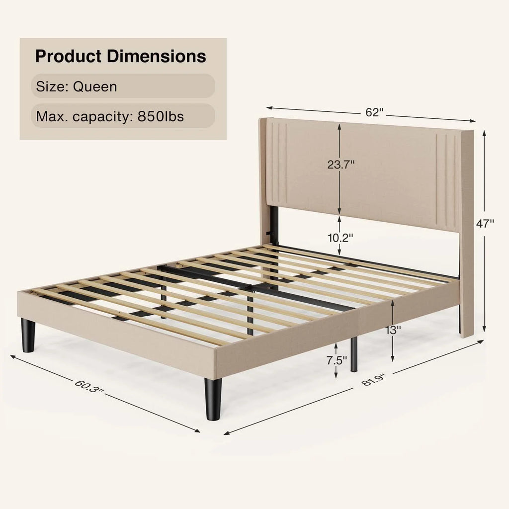 Bedroom Furniture Set - Includes Queen Bed Frame, Nightstands Set of 2, 5-Drawer Dresser & Double Wide 6-Drawer Dresser - Modern Storage Solution for Stylish Home Decor, Black
