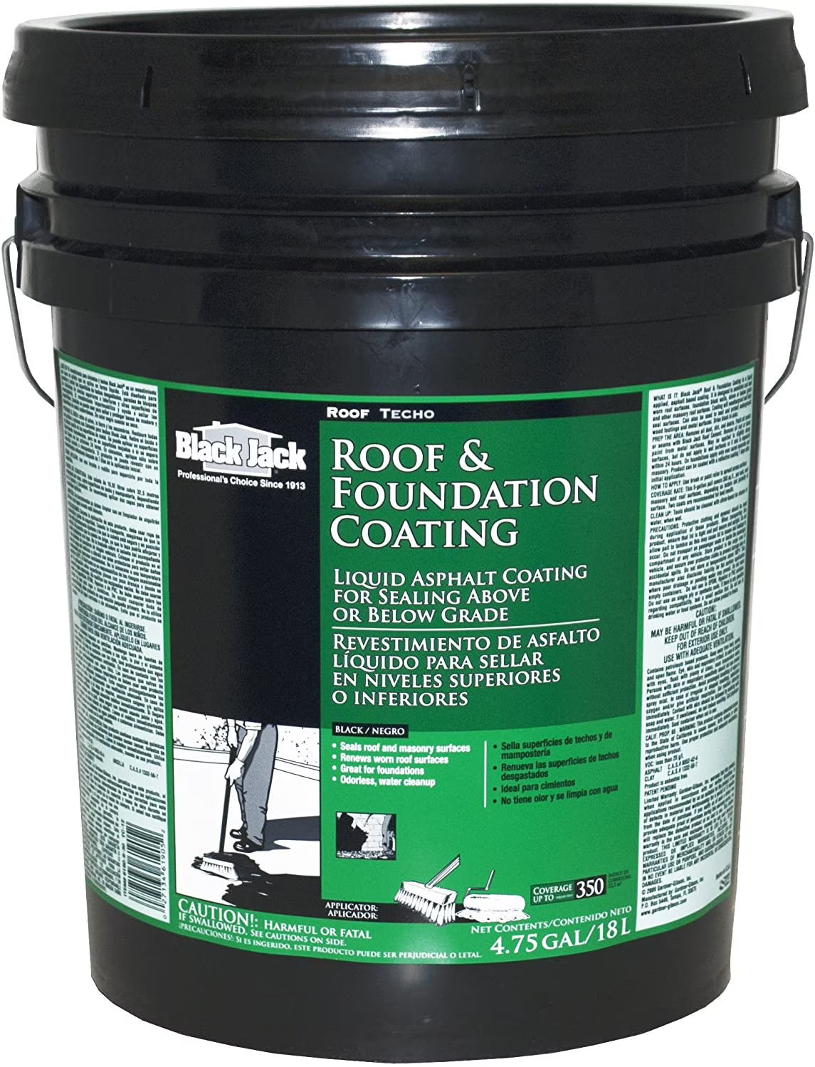 Black Jack 6190 Roof and Foundation Liquid Asphalt Coating, 5-Gallon Pail