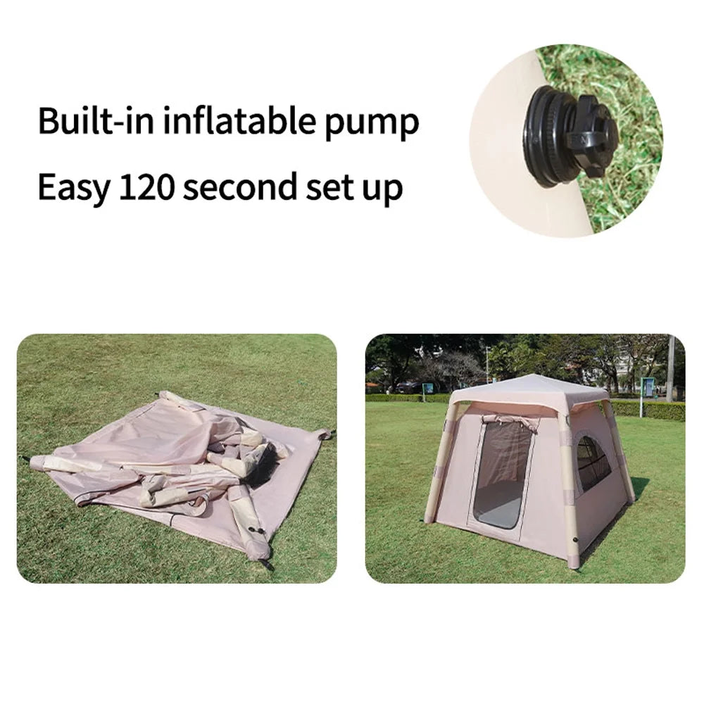 Inflatable Tents for Camping, 3-4 Person Glamping Inflatable Tents for Camping with Rainfly&Mosquito Screen