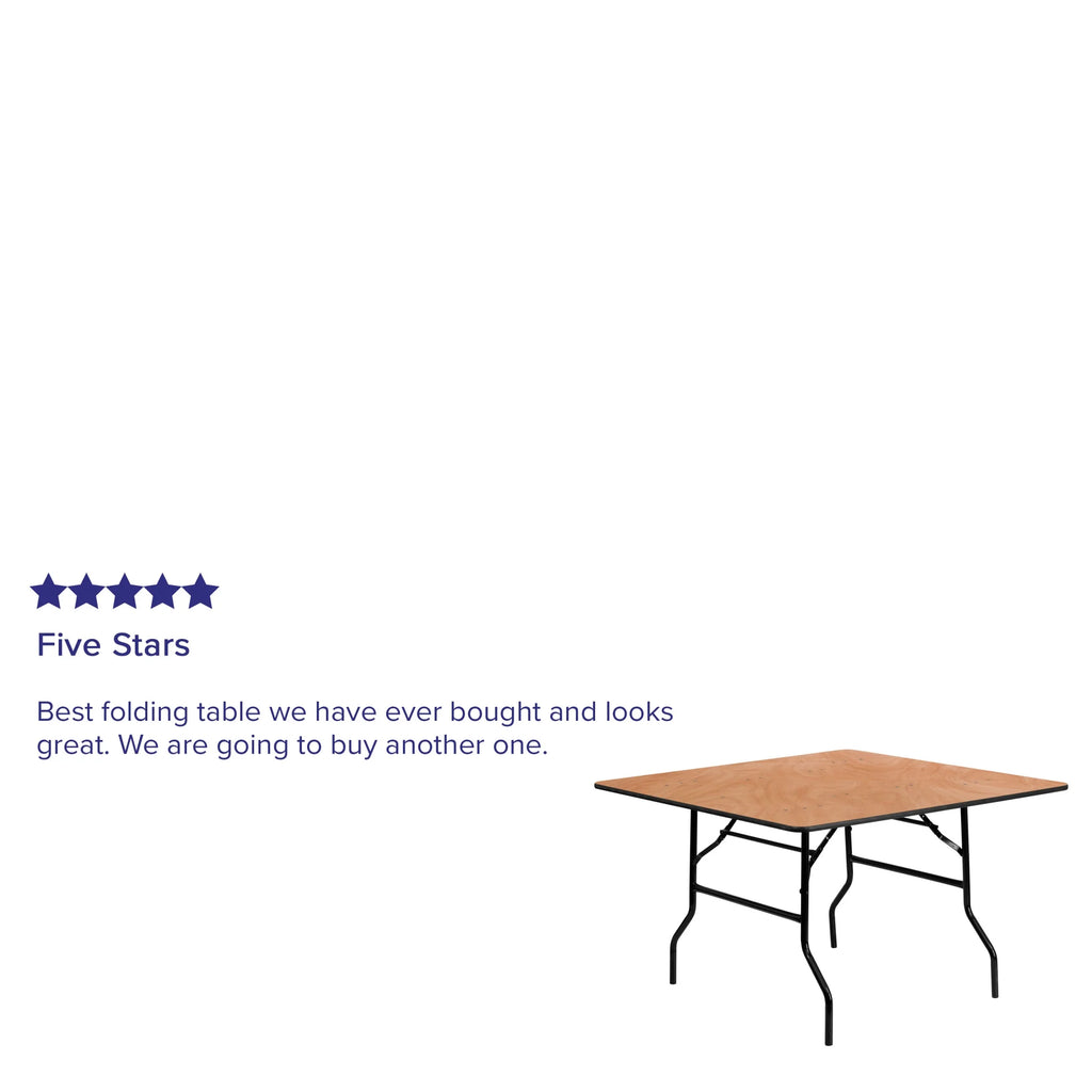 Flash Furniture 4' Square All-Occasion Wood Folding Event Table, Natural/Black
