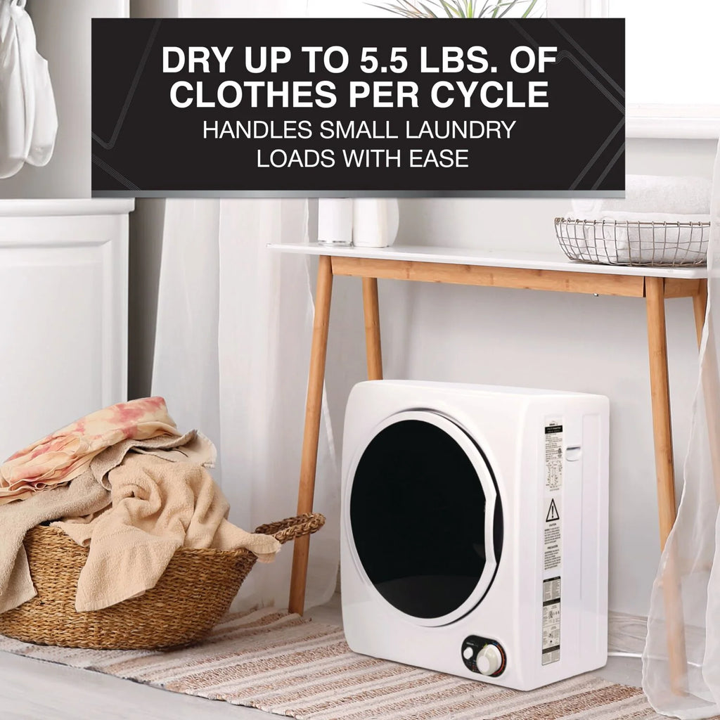 Urban Living 1.5-cu. ft. Compact Electric Dryer, Small Portable Clothes Dryer for Apartment and Small Spaces in White