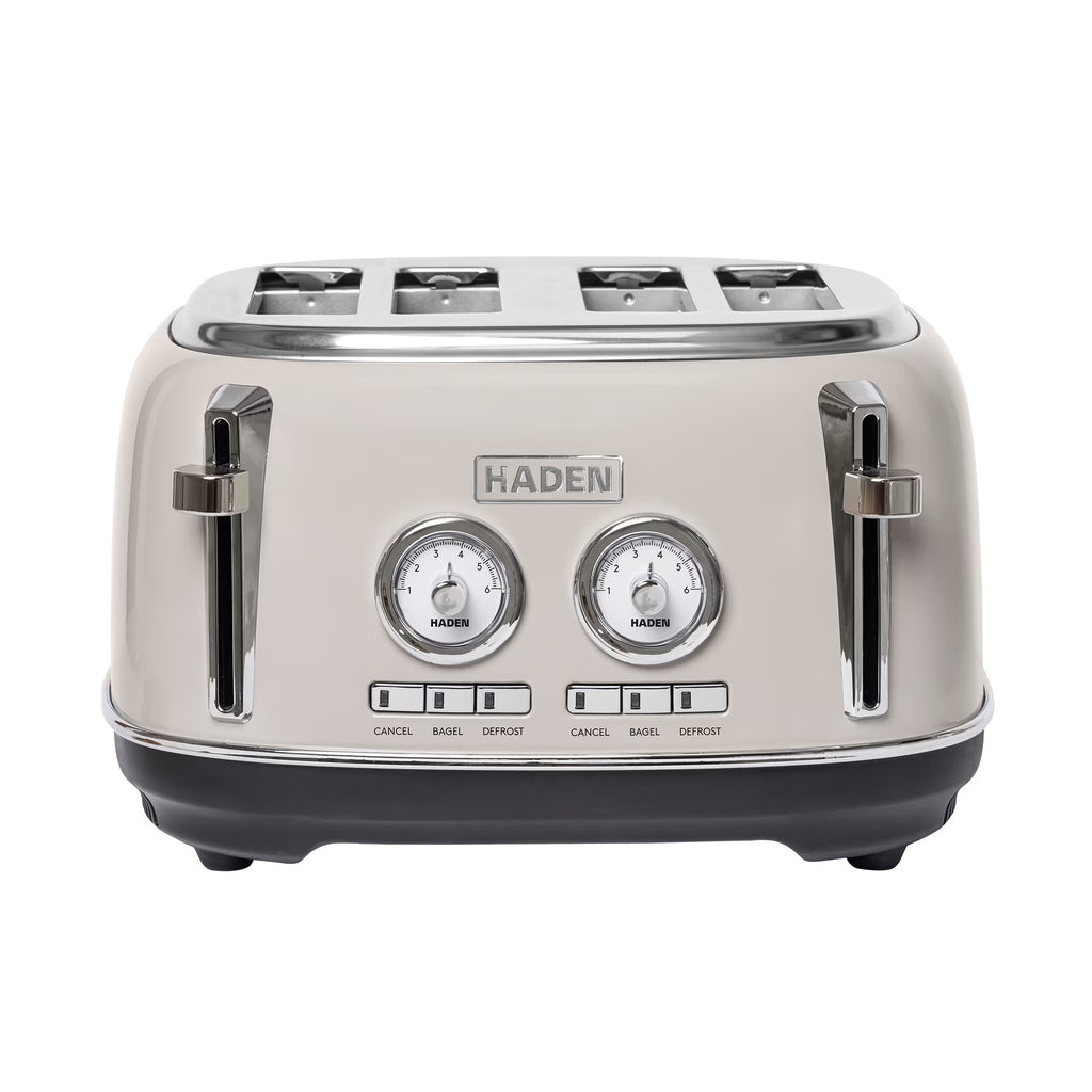 HADEN Dorset Stainless Steel 4-Slice Toaster with Browning Control, Cancel, Reheat and Defrost Settings
