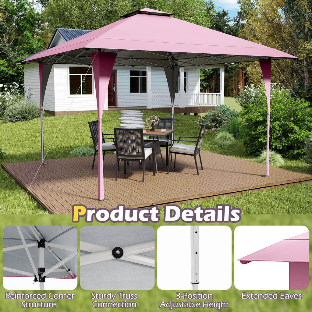 Costway 13 X 13 FT Pop up Gazebo Outdoor Canopy Tent with Portable Carrying Bag 8 Stakes Gray