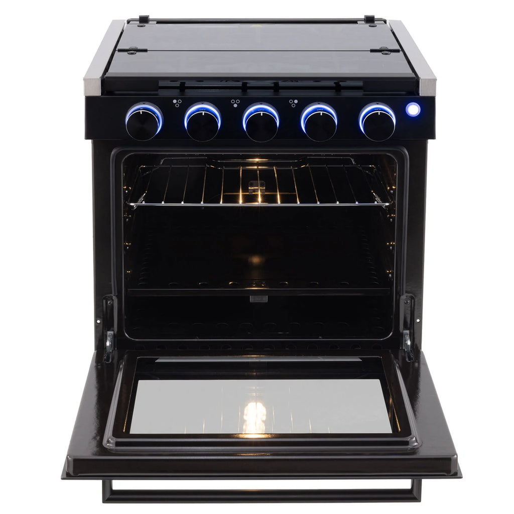 RecPro 21 Inch 3 Burner Propane RV Stove Gas Range without Hood, Black