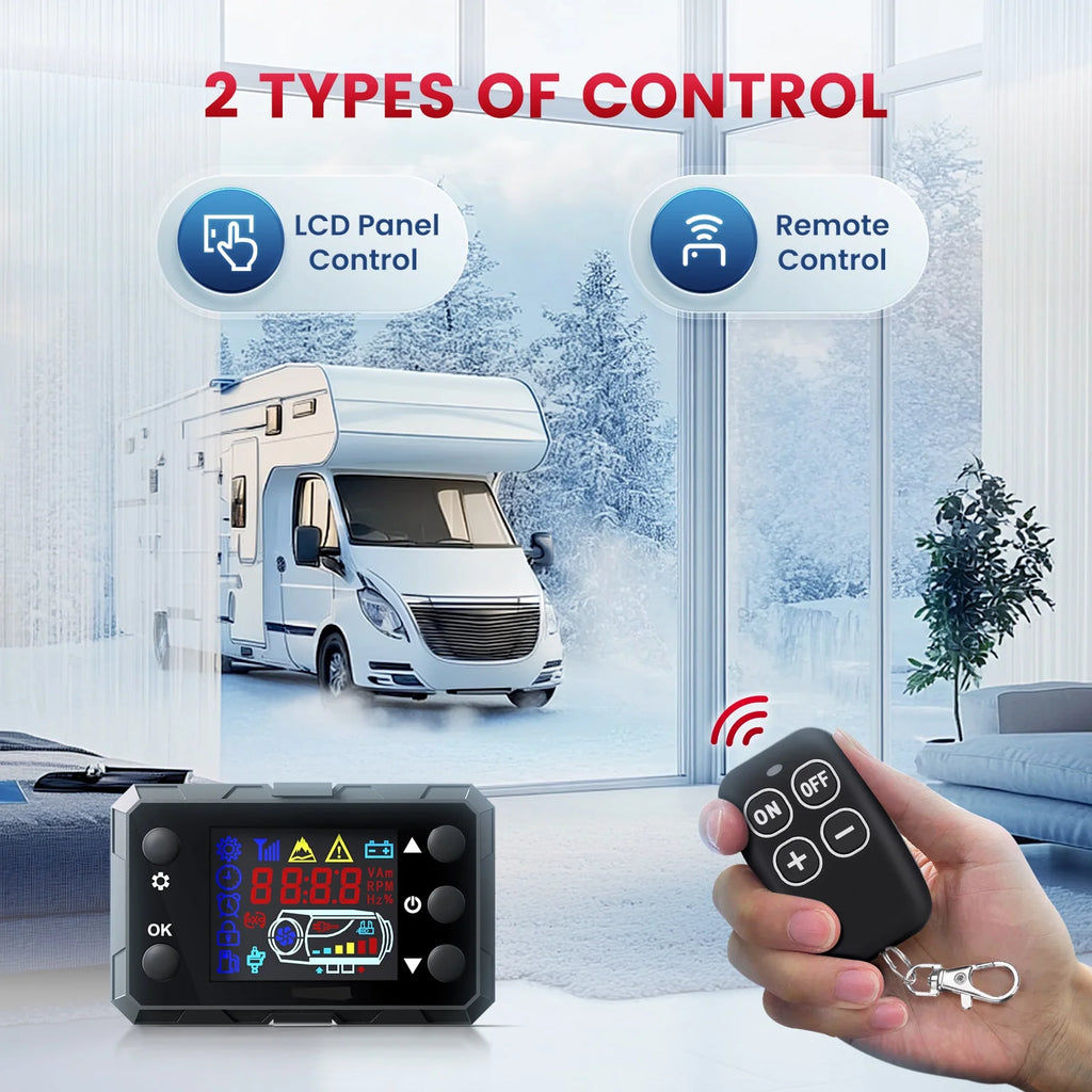 Hcalory Diesel Air Heater 8KW All in one Adjustable Parking Heater, 12V Thermostat with LCD Monitor,Parking Diesel Heaters 110V AC & 12V 24V DC for Car,RV,Truck,Boat,Motorhome