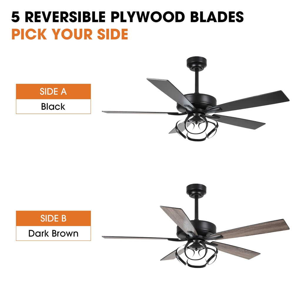 Parrot Uncle 52-Inch Contemporary Chrome Ceiling Fan with Integrated LED Lights and Remote Control