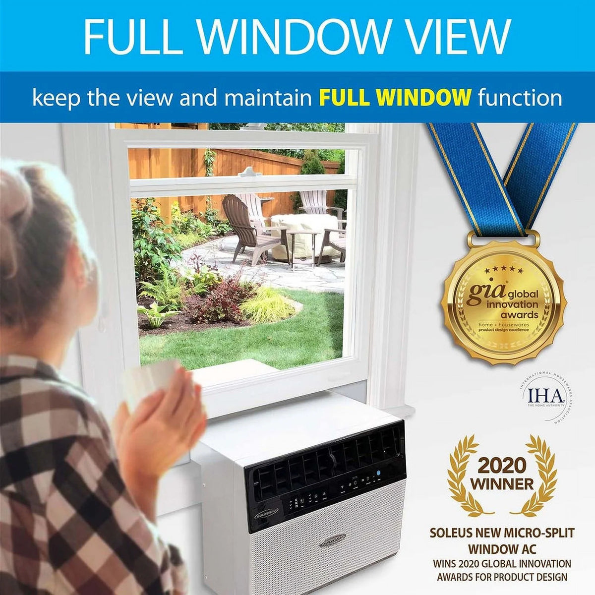 Restored Soleus Air 8,000 BTU Saddle Window Air Conditioner with Wi-Fi (Refurbished)