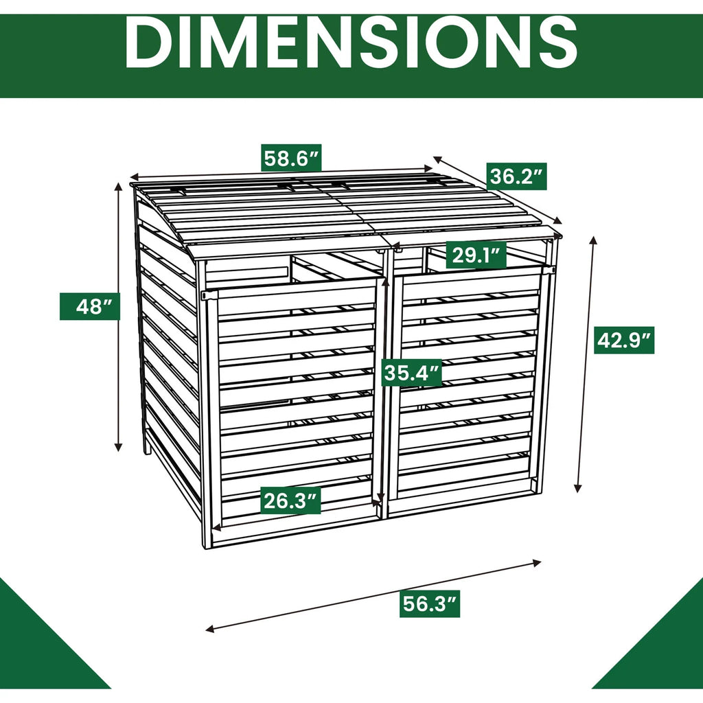 Hanover Outdoor 4.9 ft. x 4 ft. Wooden Trash Bin and Recyclables Storage Shed - HANWS0103-NAT