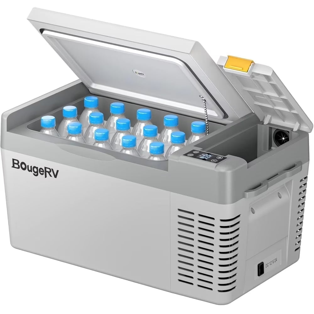 BougeRV Portable Car Refrigerator CRPRO 21 Qt, 12 Volt Fridge Compressor Freezer with -8�H~50�H Cooling Range, 12V/24 DC & 110-240 AC for RV Truck Vehicle Boat Outdoor & Home Use Black