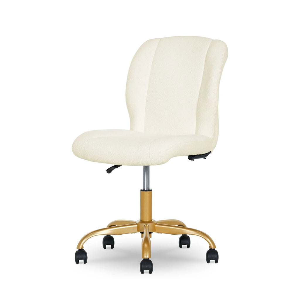 Mainstays Boucl�� Armless Office Chair for Adults and Teens, Cream