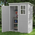 ECOPATIO Outdoor Storage Shed 5x3 FT, Resin Garden Shed for Bike, Tool, Plastic Outside Sheds & Outdoor Storage Storage Box with Lockable Door for Backyard, Patio, Lawn, Sandstone