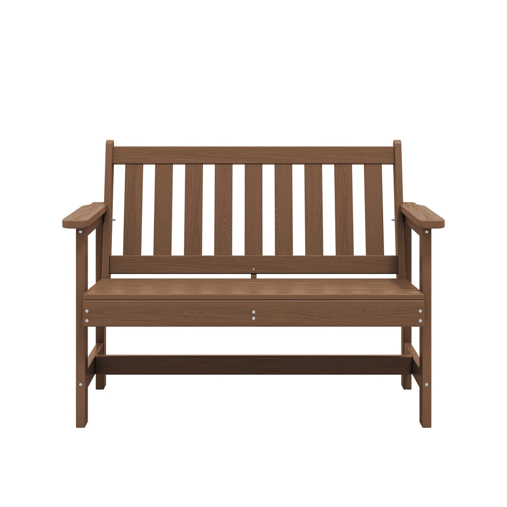 SERWALL Outdoor Bench for 2-Person, Weather-Resistant HDPE with Aluminum Reinforcement, Supports 660 lbs, Comfortable Seating for Patio, Garden, and Porch, Black