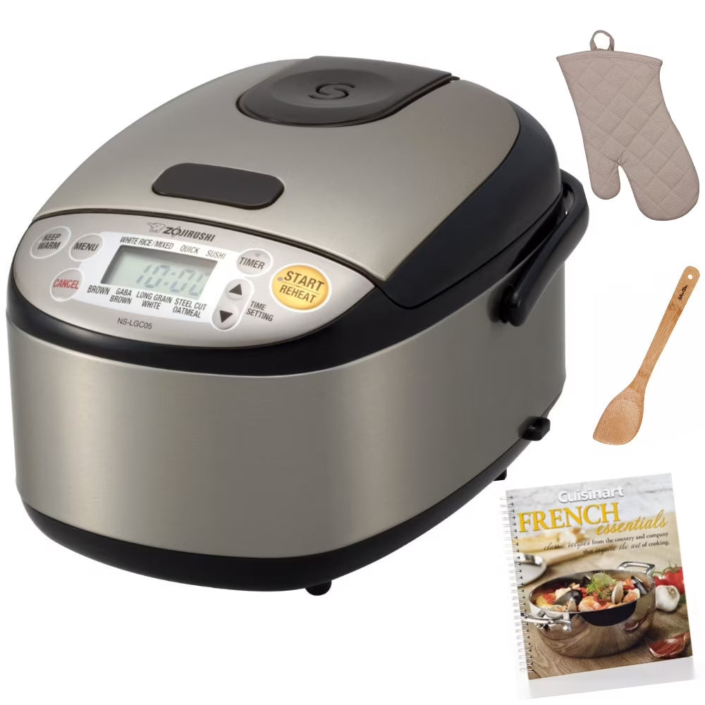 Zojirushi Micom Rice Cooker and Warmer (3-Cup) with Cookbook and Accessories