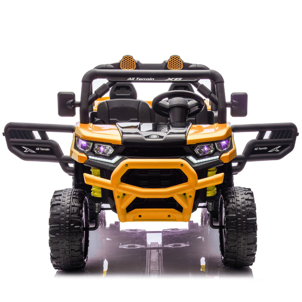 Xuanlur 24V 2 Seater Kids Ride on Car Truck, Ride on UTV W/ 2x200W Motor, 24 Volt Ride on Toys W/ Dump Bed/Shovel, Electric Car for Kids W/ Durable Tires, LED Light, Music, Remote Control, Black