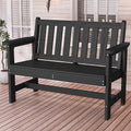 SERWALL Outdoor Bench for 2-Person, Weather-Resistant HDPE with Aluminum Reinforcement, Supports 660 lbs, Comfortable Seating for Patio, Garden, and Porch, Black