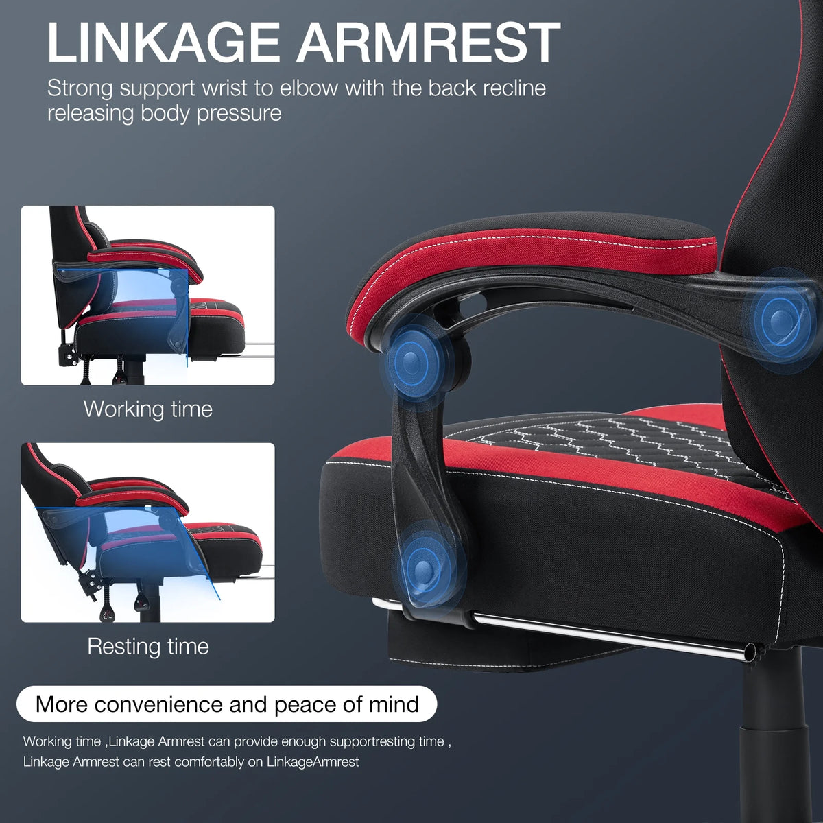 Hoffree Gaming Chair with Massage Fabric Office Chair with footrest for Adults, Ergonomic Gamer Chair with Headrest and Lumbar Support for Office Gaming, 440 LBS