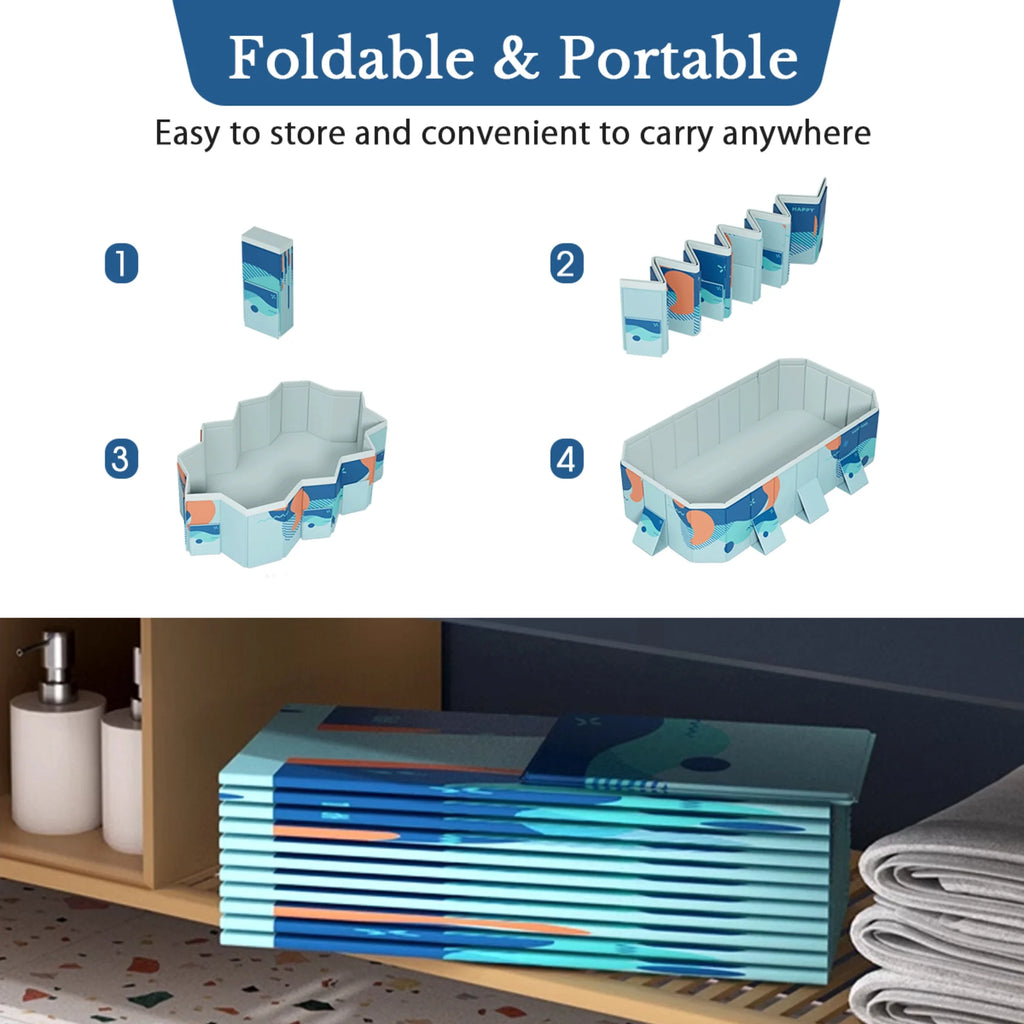 RICHYOUNG 101"Foldable Swimming Pool for 1-6 People,Non-Inflatable Above Ground Garden Pool for Kids, Family(Blue)