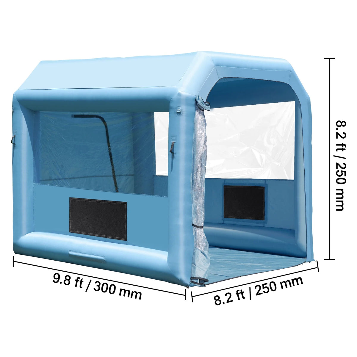 KFFKFF Portable Spray Shelter, 9.8 x 8.2 x 8.2 ft, Includes 550W Blower & Filtration System, Ideal for Motorcycles, Bikes, & Small Furniture