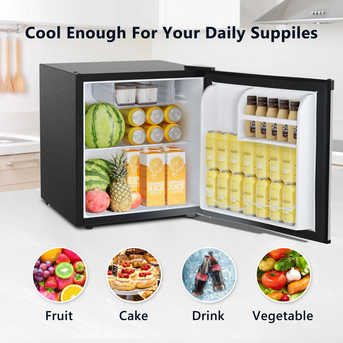 Simzlife 1.6 Cu.ft Mini Fridge with Freezer, Single Door Mini Refrigerator, Black
