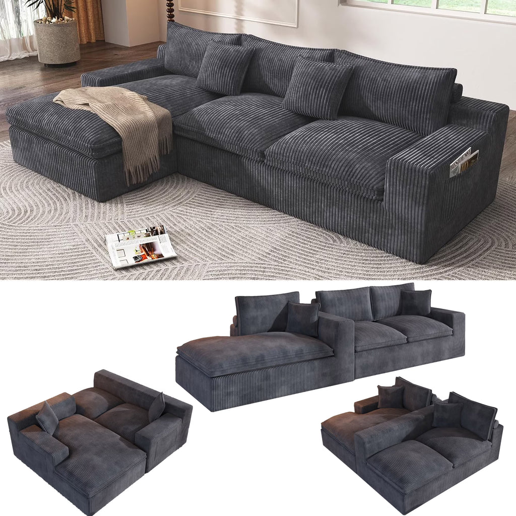 108�� Modular Sectional Sofa, Cloud Sectional Couch with Deep Seat, Modern Modular L-Shape Sofa Couch with Chaise,Upholstered Couches for Living Room Bedroom
