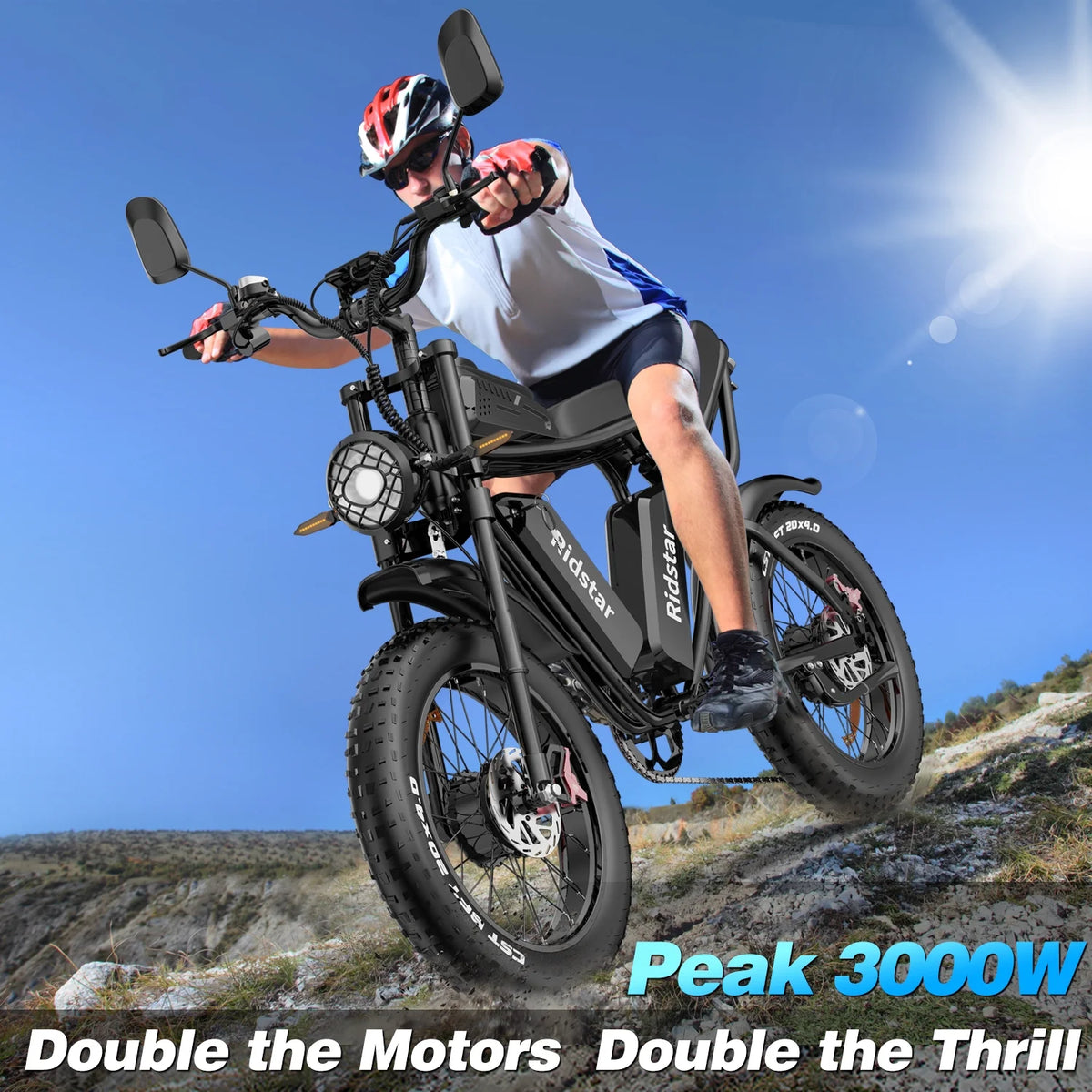 1500W MTB Electric Bicycle 48V 20Ah Removable Battery E-Bike��Electric Bike for Adults 20" Fat Tire Electric Motorcycle, Shimano 7 speed Full Suspension Mountain Bike UL2849