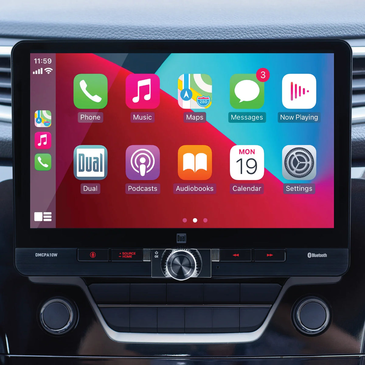 Dual Electronics 10.1" Touchscreen Car Stereo Receiver with Wireless Apple CarPlay & Android Auto �C Includes Single & Double DIN Adapters, Bluetooth, USB �C DMCPA10W (New)