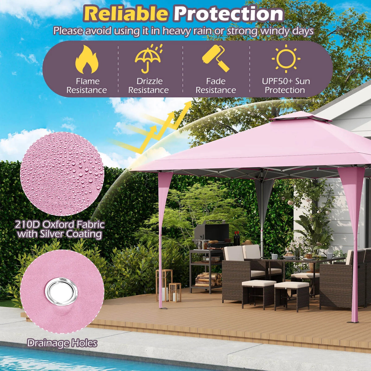 Costway 13 X 13 FT Pop up Gazebo Outdoor Canopy Tent with Portable Carrying Bag 8 Stakes Gray