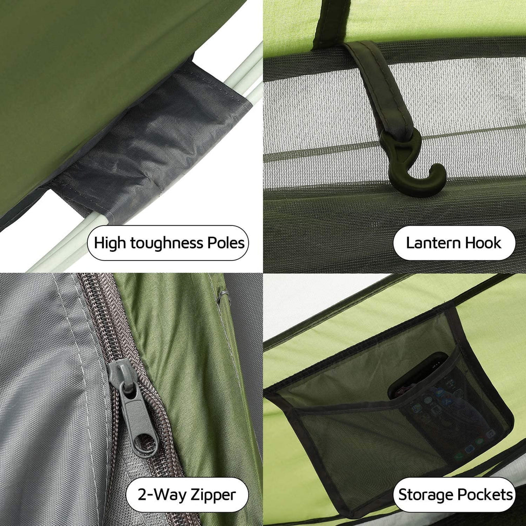 4 Person Easy Pop Up Tent,9.5��X6.6��X52'',Waterproof, Automatic Setup,2 Doors-Instant Family Tents for Camping, Hiking & Traveling