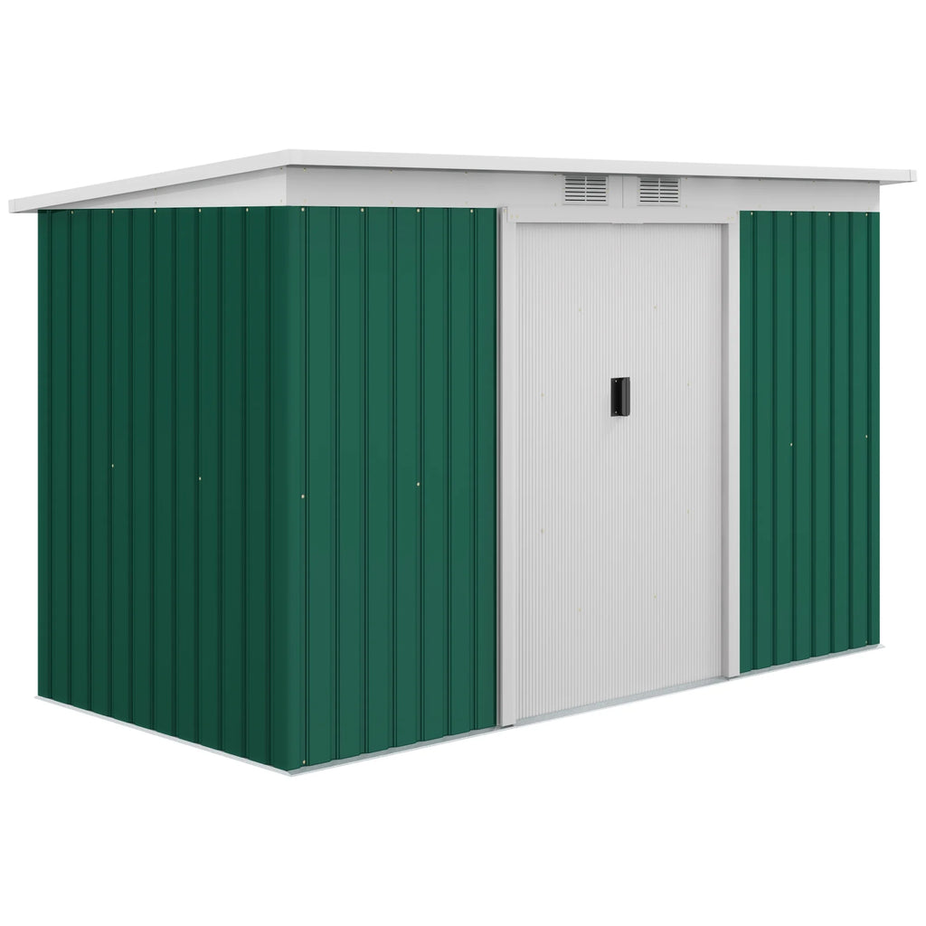 Outsunny 4.6' x 9' Metal Outdoor Storage Shed, Garden Utility Tool House with Double Lockable Doors for Backyard, Patio, Lawn, Garage, White