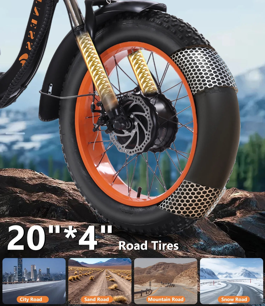YEBEI Electric Tricycle for Adults Folding E-Trike Motorized Tricycle Electric 3 Wheels Trike Powerful 500W Motor Electric Tricycle 48V15AH Lithium Battery Max 20MPH 20*4.0�� Fat Tire Orange