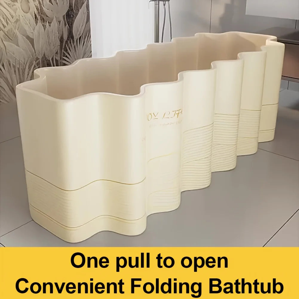 [Lightweight Design] Portable Hot Tub for Home Gym - Quick Setup, No Installation Needed, Foldable Storage, Dual Drainage Design, Beige PVC Material - Perfect Christmas Gift for Relaxation & Wellness