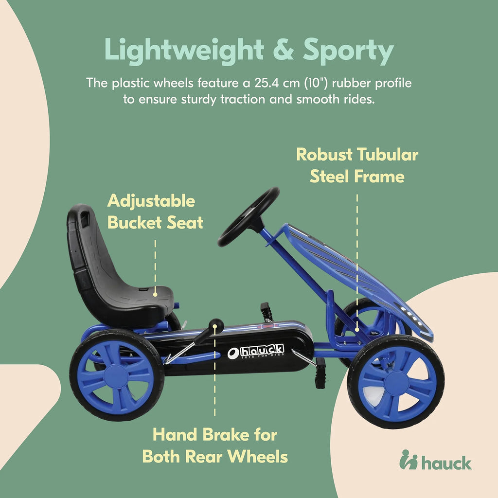 Hauck Speedster Pedal Go Kart w/ Adjustable Bucket Seat for Kids Ages 4 to 8, Fire Rescue