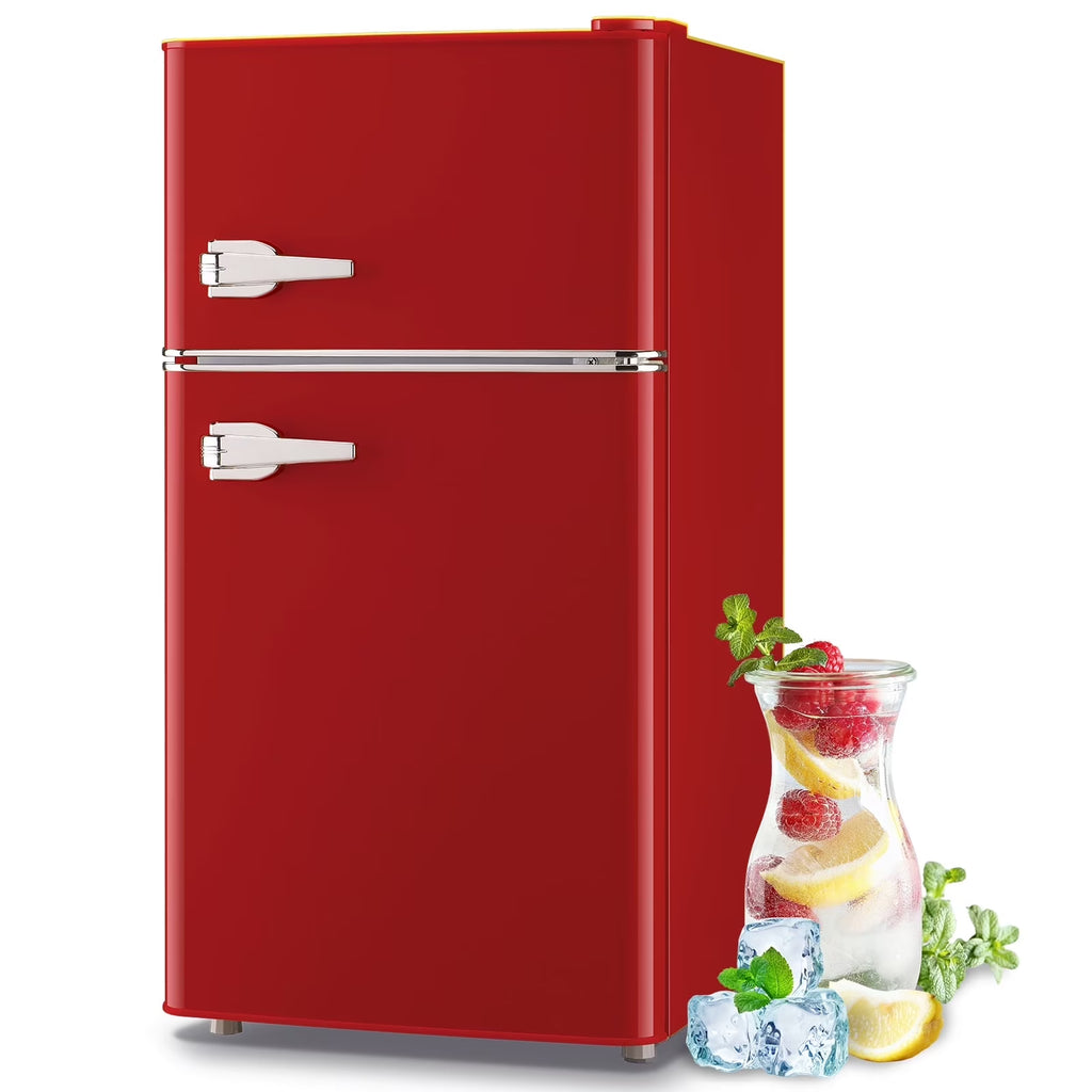 Tacool 3.5 Cu.ft Retro Mini Fridge with Freezer, 2 Door Small Refrigerator with 7 Adjustable Thermostat for Home, Blue