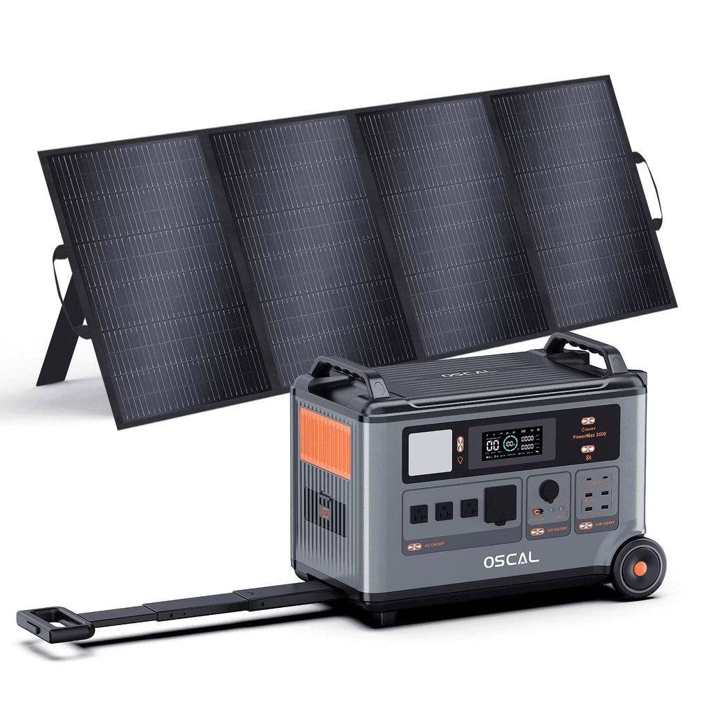 OSCAL PowerMax 6000 Portable Power Station, 3600Wh LiFePO4 Battery with 6000W Output, BP3600 Expansion Battery & 200W Solar Panels, Solar Generator for Camping, Home, Outdoor, Emergency Use