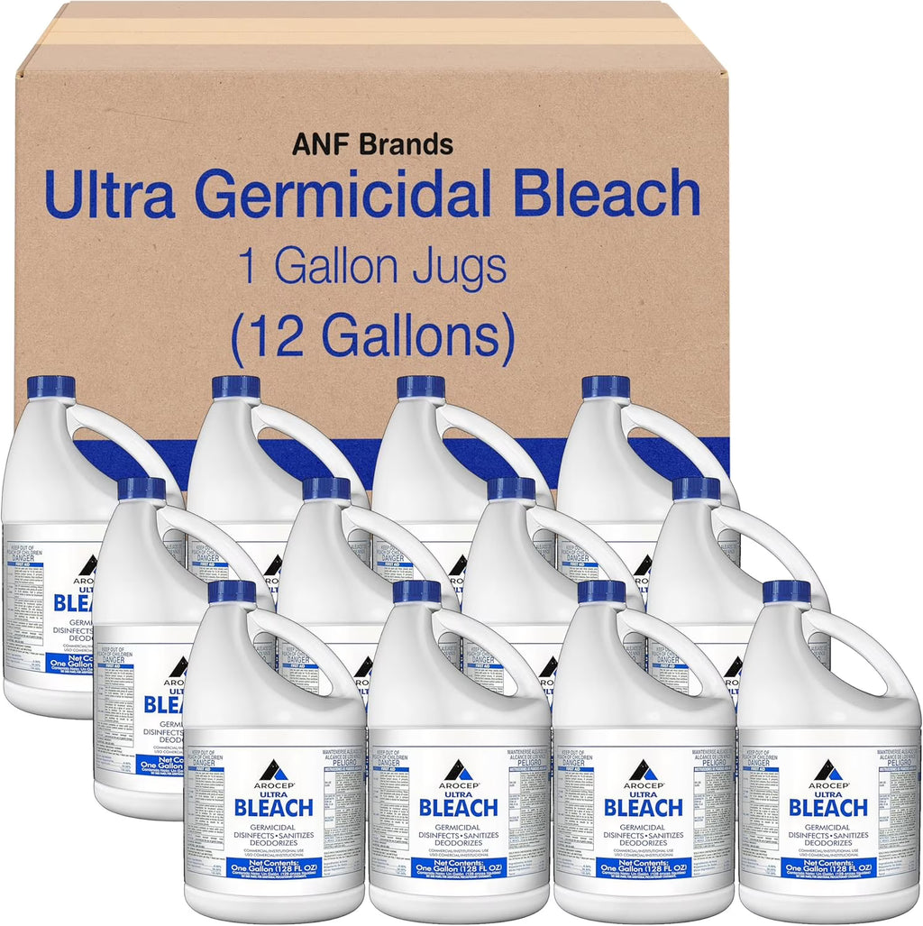 (12 Gallons) - Liquid Chlorine Bleach, for Laundry, Household and  Cleaning, 1 Gallon Jugs