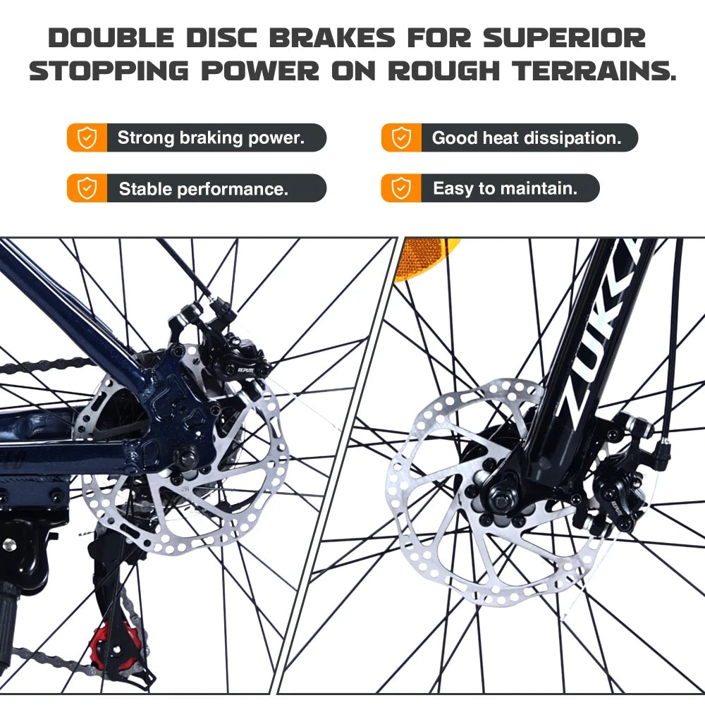 27.5" MTB Mountain Bike for Men - 21-Speed Aluminum Alloy Frame, Front Suspension, Double Disc Brakes | Adult All-Terrain Bicycle