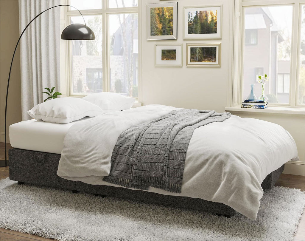 VANACC Sofa Bed, Adult Sleeper Sofa with Storage Chaise, Pull Out Couch for Bed Room, Gray Chenille