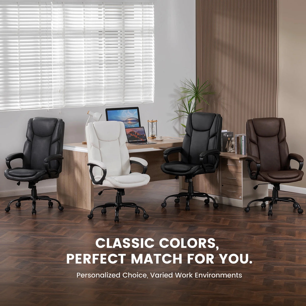 Mainstays Executive Ergonomic High Back Leather Home Office Desk Chair, Black