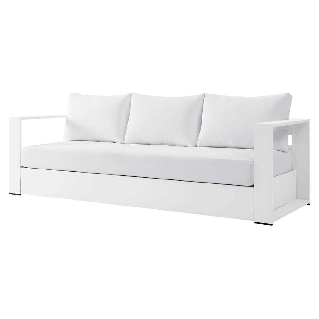 Lounge Sofa Table Set, Grey Gray, Aluminum, Metal, Fabric, Modern Contemporary, Outdoor Patio Balcony Cafe Bistro Garden Furniture Hotel Hospitality