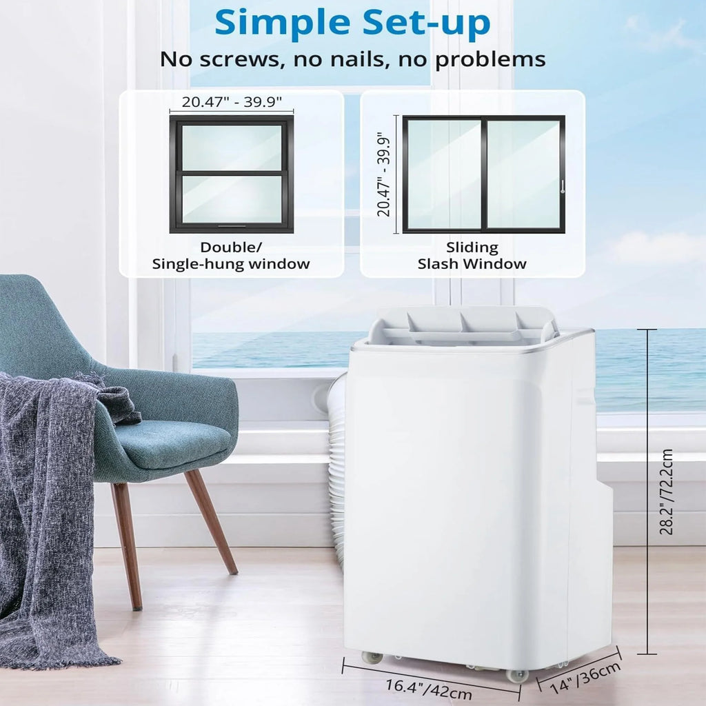 14000 BTU Portable Air Conditioner with Heat, 3-in-1 AC Unit for Rooms up to 750 Sq.Ft, Quiet Operation, Dehumidifier & Fan, Window Kit Included